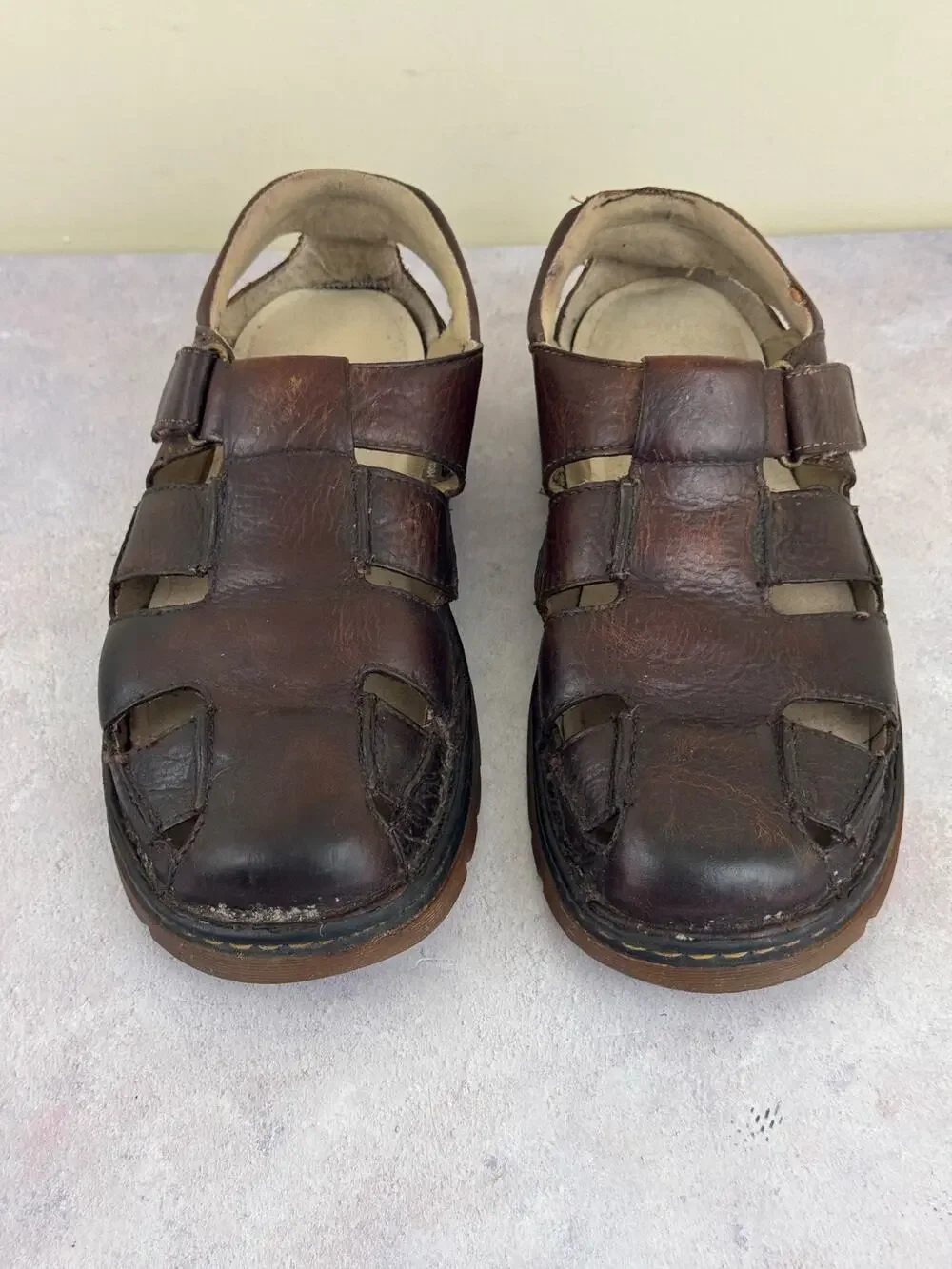 Vintage Dr. Martens Brown Fishermans Sandals EUR Sz 45 US Mens Sz 11 Read